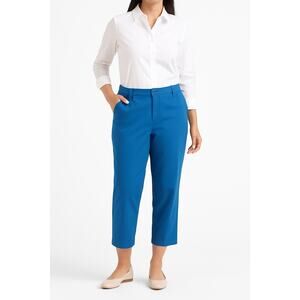 Women’s 16W Plus Cerulean Blue Tapered Capri Pants Cotton Stretch Work Trousers